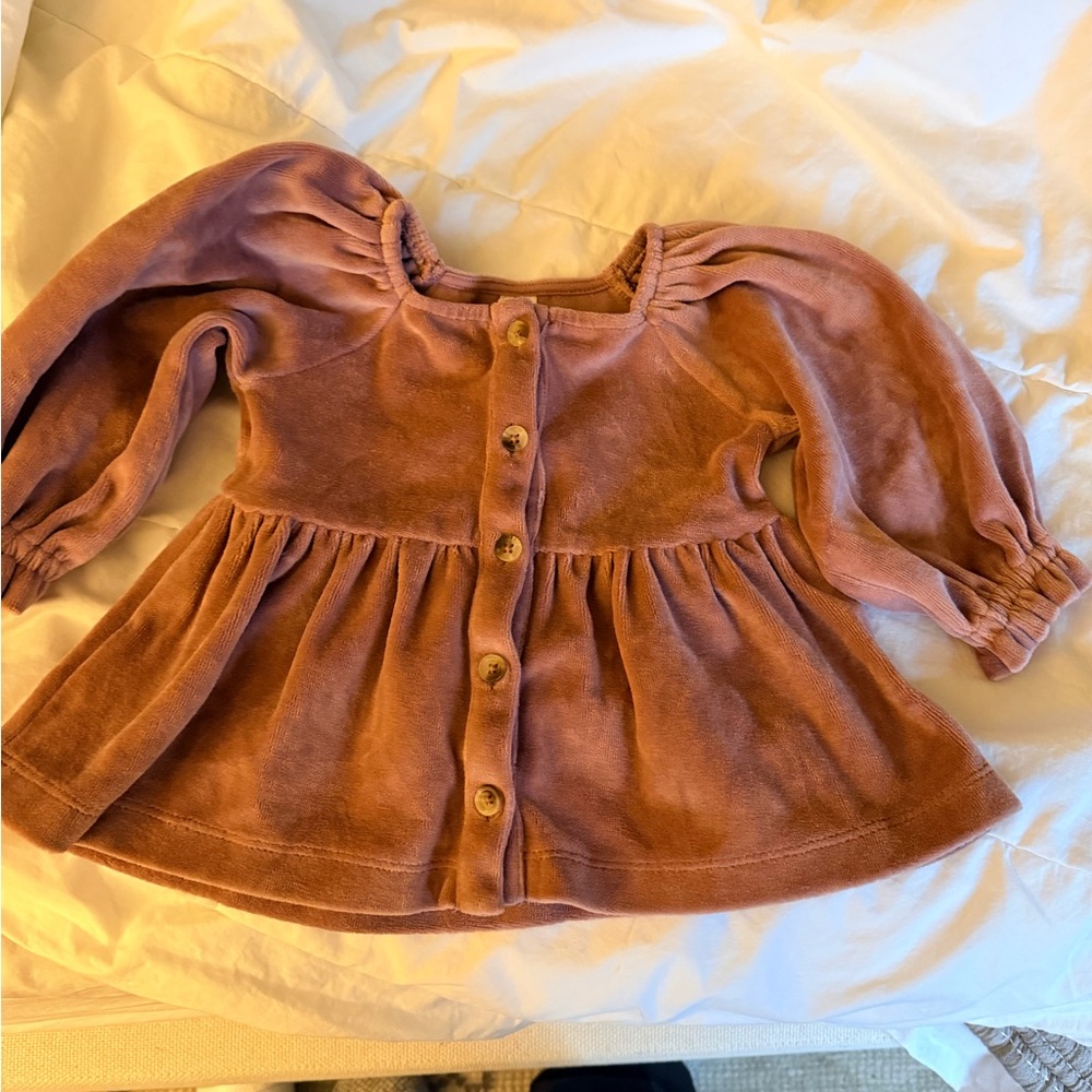 Kate Quinn Velvet Button Down Kids Top - Purple